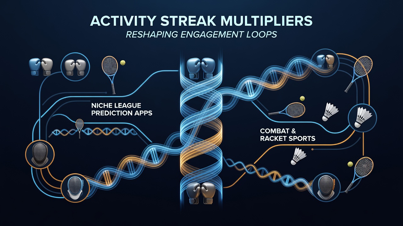 Users tracking daily streaks in a combat sports prediction app interface showing multiplier progress bars