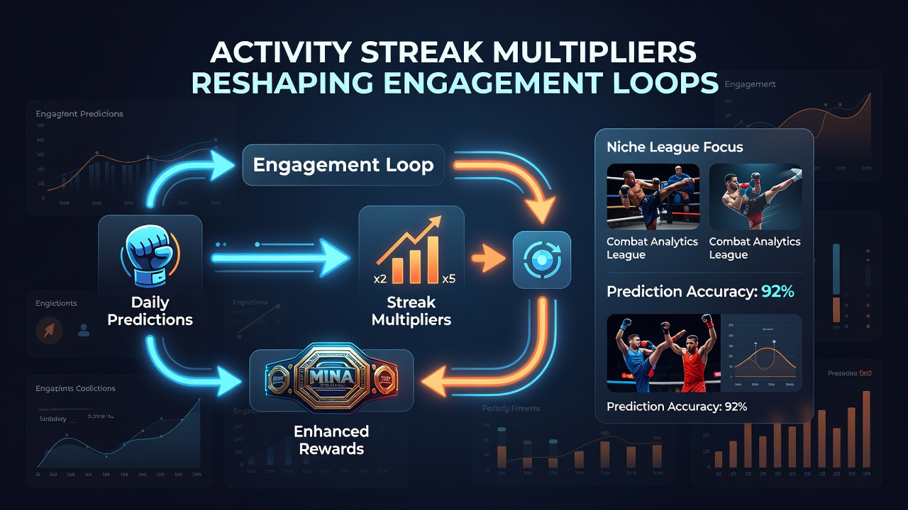 Racket sports prediction dashboard highlighting streak multiplier levels and upcoming match forecasts