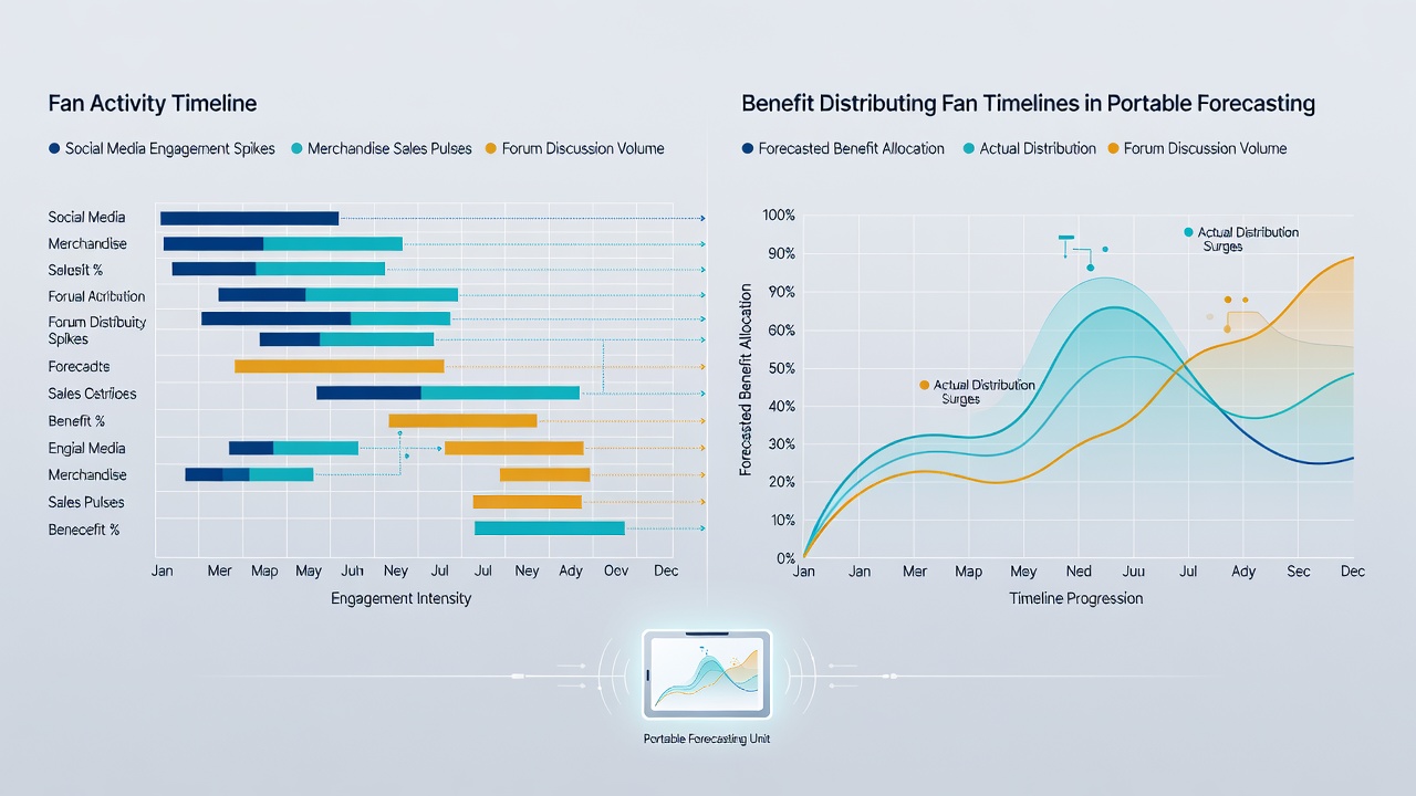 Analytics dashboard displaying cross-referenced fan timelines and benefit patterns in mobile forecasting apps