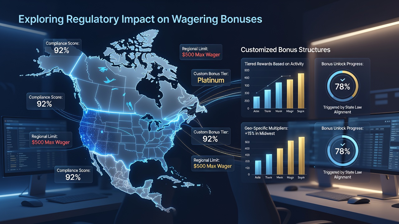 Digital sports wagering interface showing regulatory compliance indicators and customized bonus options across different regions
