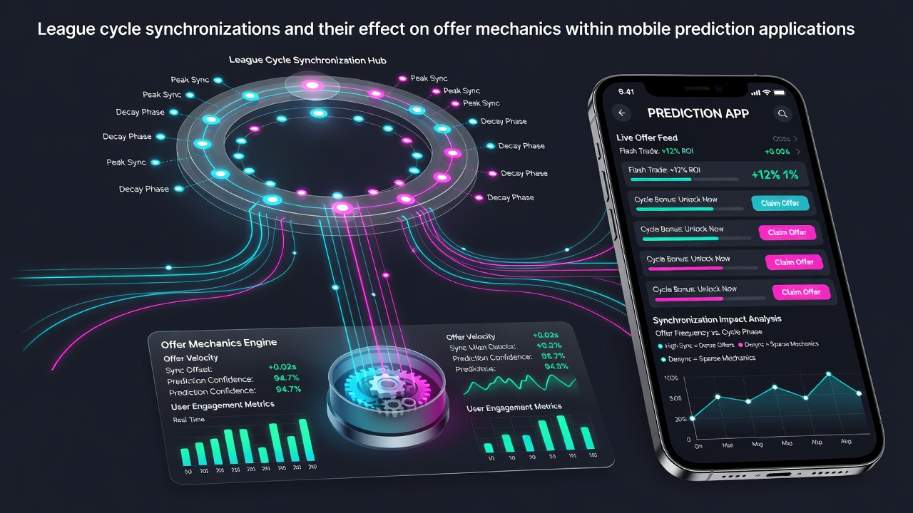 Data visualization of mobile app offer adjustments across multiple league timelines showing synchronization points and mechanic shifts