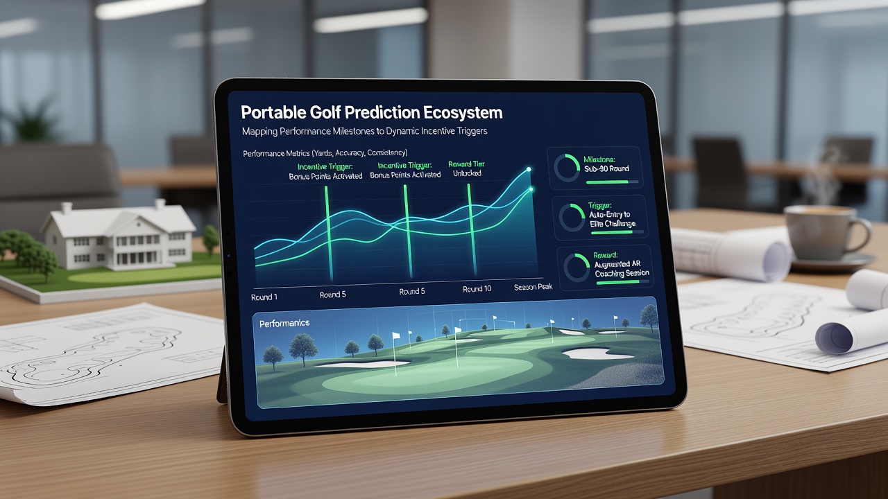 Data visualization dashboard from a golf prediction platform illustrating milestone progression and dynamic reward triggers