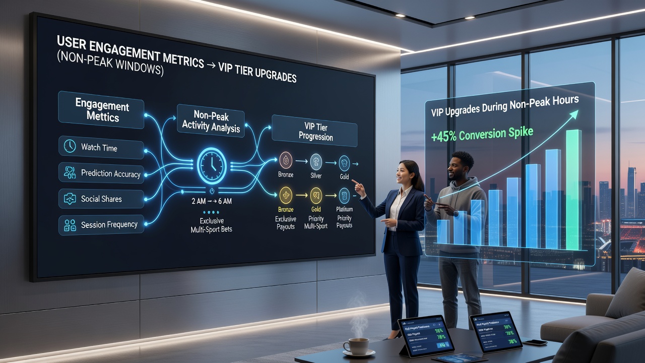 Analytics chart displaying VIP tier upgrade pathways linked to engagement data in multi-sport apps
